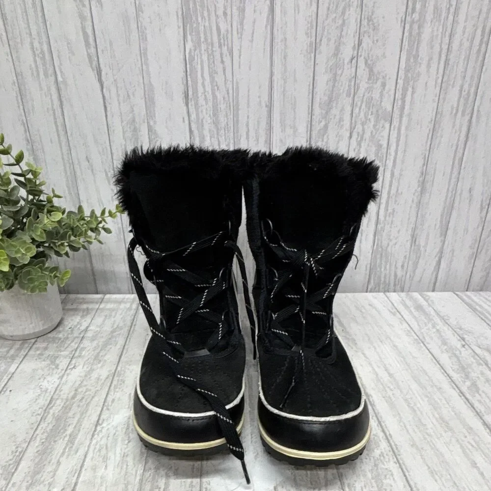 Womens Size 10 SOREL Tivoli II Black Suede Faux Fur Lined Snow Boot EU41 UK8